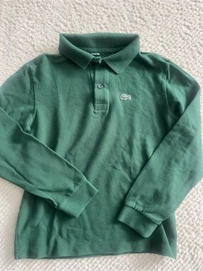 Lacoste Boys' Forest Green Long-Sleeve Polo Sz 10